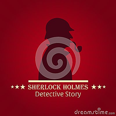 Sherlock Holmes poster. Detective illustration. Illustration with Sherlock Holmes. Baker street 221B. London. Big Ban. Cartoon Illustration