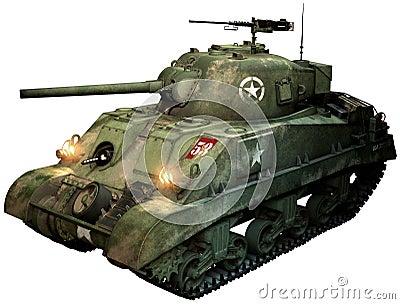 Sherman tank 3D illustration Cartoon Illustration