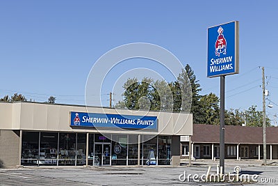 Sherwin-Williams retail paint and coating store. Sherwin Williams is listed on the NYSE as SHW Editorial Stock Photo