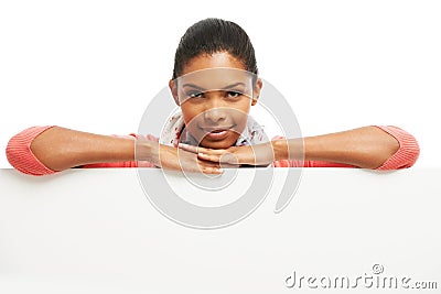 Shes behind your product. Portrait of an attractive young woman standing behind copyspace. Stock Photo