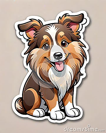 shetland sheepdog dog cartoon face clipart Cartoon Illustration