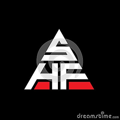 SHF triangle letter logo design with triangle shape. SHF triangle logo design monogram. SHF triangle vector logo template with red Vector Illustration