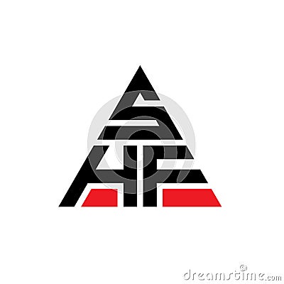SHF triangle letter logo design with triangle shape. SHF triangle logo design monogram. SHF triangle vector logo template with red Vector Illustration
