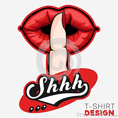 Shhh Silent Hand Sign T-Shirt Design Template Vector Illustration
