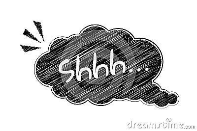 Shhh word Comic peech bubble cloud Sign for psssst shhh sleeping Vector Illustration