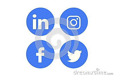 Icons of famous social networks Editorial Stock Photo