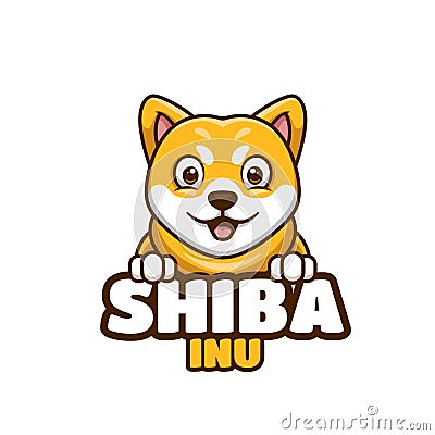 Shiba Inu Cute Cartoon Dog Logo for Pet Shop Pet Care Animal Stock Photo