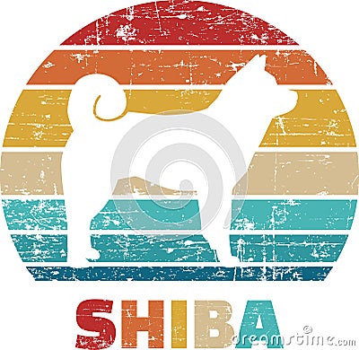 Shiba vintage color Vector Illustration