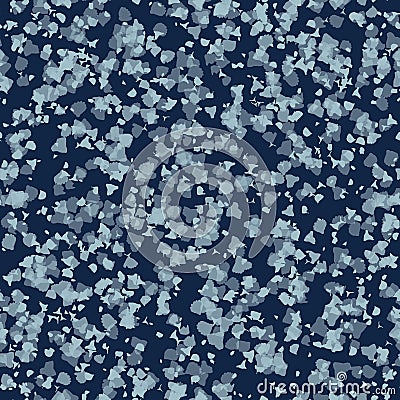 Shibori Background.Tie Dye Indigo Blue Confetti Texture. Bleached Resist Mottled Seamless Pattern. Watercolor Effect Textile. Stock Photo