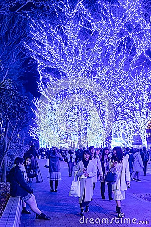 Shibuya Blue Cave winter illumination festival Editorial Stock Photo