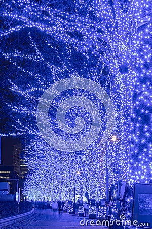 Shibuya Blue Cave winter illumination festival Stock Photo