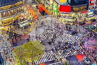 Shibuya Crossing in Tokyo Stock Photo