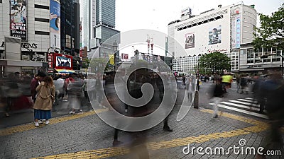 Shibuya korsning tidschackningsperiod arkivfilmer Shibuya korsning tidschackningsperiod arkivfilmer