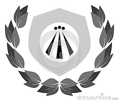 Shield with awen, gray tones, heraldry, poetic inspiration, isolated Cartoon Illustration