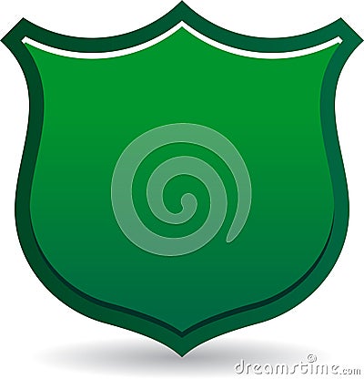 Shield badge green Cartoon Illustration