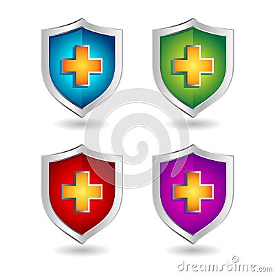 Shield badge icons set for healtcare Vector Illustration