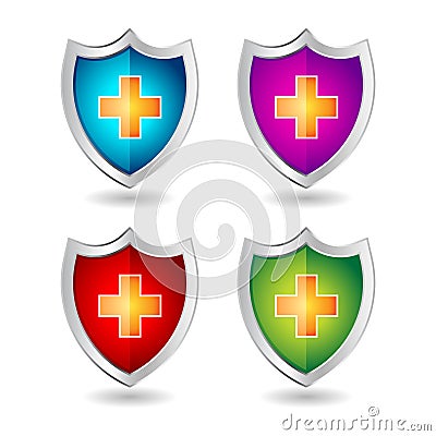 Shield badge icons set for healtcare Vector Illustration