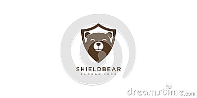 Shield bear logo vector design template Vector Illustration