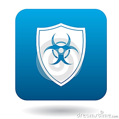 Shield with a biohazard sign icon, simple style Vector Illustration