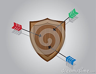 Shield Blocking Arrows Vector Illustration