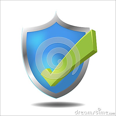 Shield Check Green Mark Symbol Vector Vector Illustration