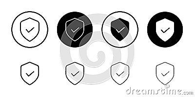 Shield check icon Outline vector for web ui Vector Illustration