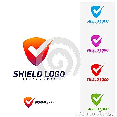 Shield Check Logo Design Concept Vector. Shield quality vector illustration Design. Icon Symbol Vector Illustration