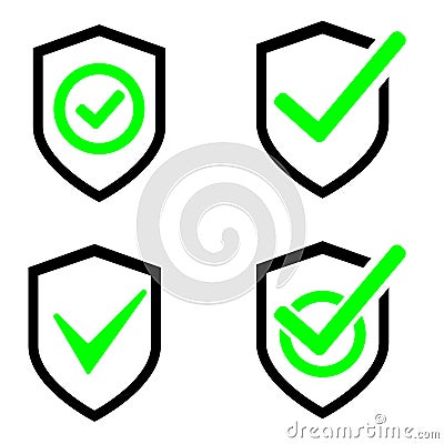 Shield Check Mark Icon Vector set. online security Illustration sign collection. confirmed symbol. checkmark logo. Stock Photo