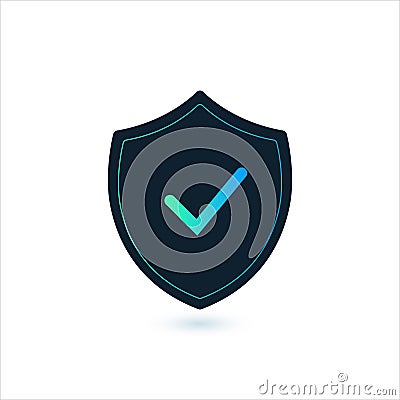 Shield with a checkmark in the middle Protection icon concept. privacy protection symbol. firewall icon. Stock vector Vector Illustration