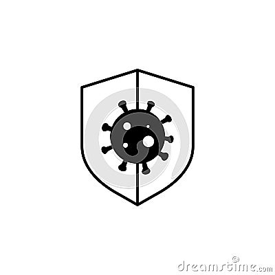 shield coronavirus, protect line illustration icon on white background Cartoon Illustration