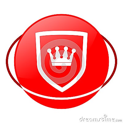 Shield crown vector illustration, Red icon Vector Illustration