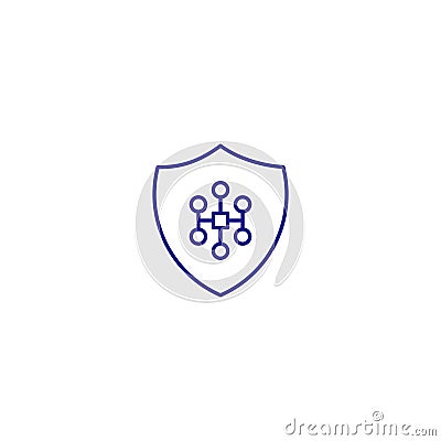 Shield cyber secure lock line icon. Circuit shield digital software Vector Illustration