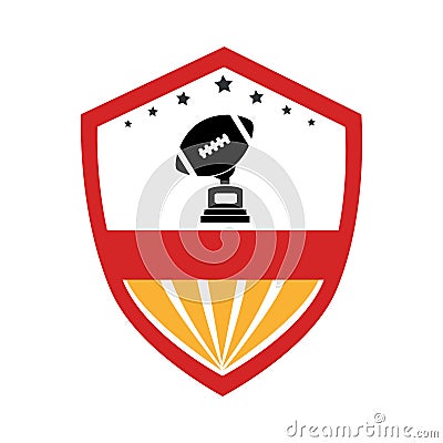 Shield emblem with football ball and Trophy Cup Vector Illustration