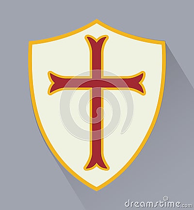 Shield with Emblem of Order of Knights of Templars Vector Illustration