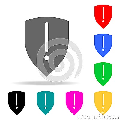 shield exclamation mark icons. Elements of human web colored icons. Premium quality graphic design icon. Simple icon for websites, Stock Photo