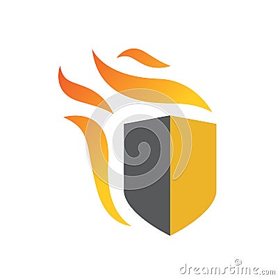 shield and fire protection concept custom firefighter logo vector design symbol Vector Illustration