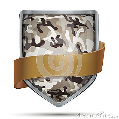 Shield with flag Camouflage Vector Illustration