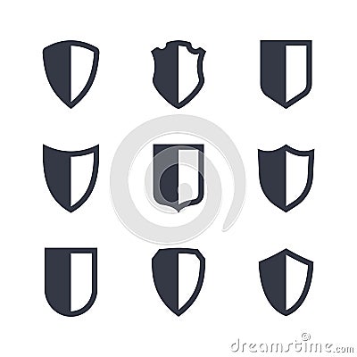 Shield frames simple icons set Vector Illustration