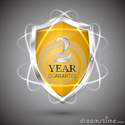 Shield with a guarantee 2 year icon. Warranty Label obligations. Safeguard sign. Protect badge. Security Vector illustration Vector Illustration