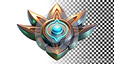 Shield with gem icon, fantasy element for game and medieval themes png transparent image Generative AI Stock Photo
