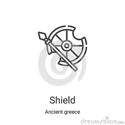 shield icon vector from ancient greece collection. Thin line shield outline icon vector illustration. Linear symbol for use on web Vector Illustration