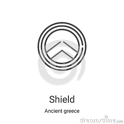 shield icon vector from ancient greece collection. Thin line shield outline icon vector illustration. Linear symbol for use on web Vector Illustration