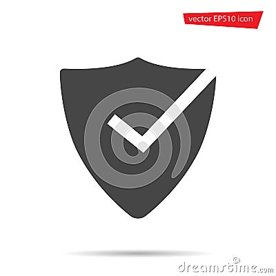 Shield icon vector. Flat protection symbol isolated on white background. Trendy internet concept. Mo Vector Illustration