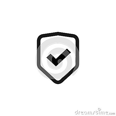 Shield icon vector isolated, flat line outline safety symbol with checkmark, warranty or protect sign, privacy or secure Vector Illustration