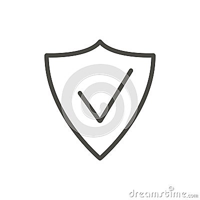 Shield icon vector. Outline security. Line protection symbol. Vector Illustration