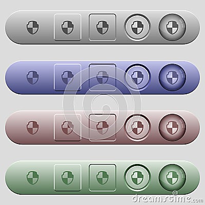 Shield icons on horizontal menu bars Stock Photo