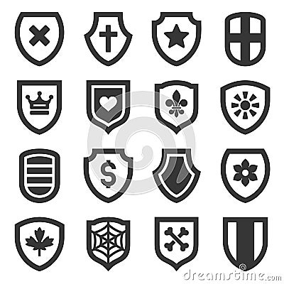 Shield Icons Set on White Background. Vector Vector Illustration