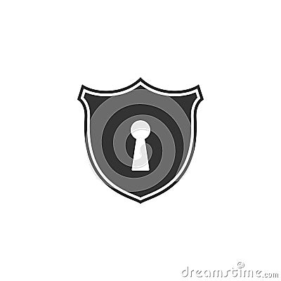 Shield with keyhole icon isolated. Protection and security concept. Safety badge icon. Privacy banner. Defense tag Vector Illustration