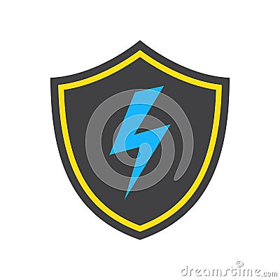 Shield and lightning flat illustration Vector Illustration