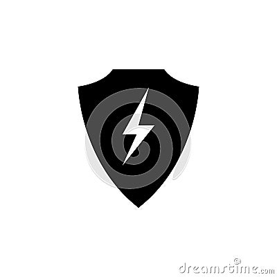 Shield, lightning icon on white background. Can be used for web, logo, mobile app, UI UX Vector Illustration